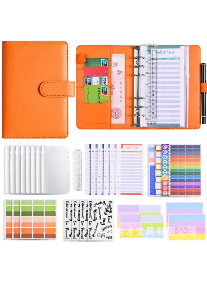 Start A6 Binder Creative Notebook Zipper Bag Macaron Pu Leather Loose-leaf Book Cash Budget Hand Book - Image 1