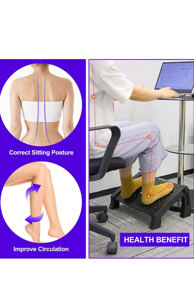 ZERIFAM Footrest, Adjustable Under-Desk Footrest With Massage Function, 6-Position Height Adjustment, Ergonomic Footstool for Home and Office Use - Image 2