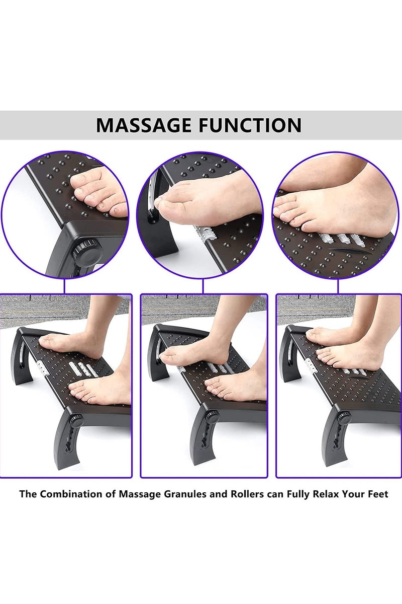 ZERIFAM Footrest, Adjustable Under-Desk Footrest With Massage Function, 6-Position Height Adjustment, Ergonomic Footstool for Home and Office Use - Image 3