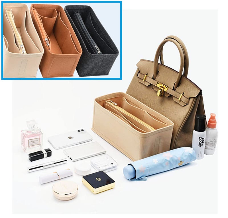 Lckaey Bag and insert for birkin 25 organizer insert Premium Felt 1099beige-S - Image 5