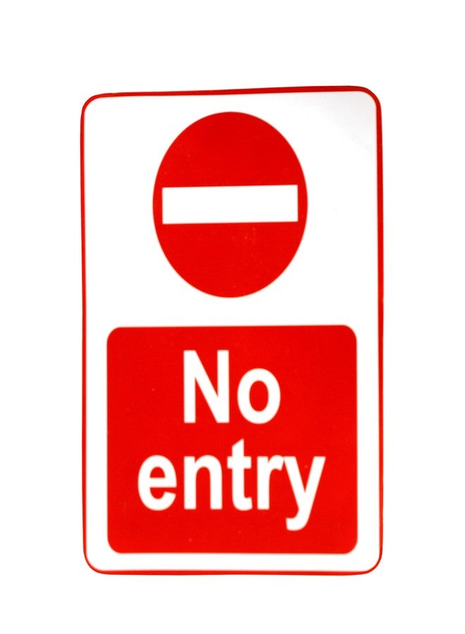 eSplanade No Entry Sign Red & White Sticker Decal - Easy to Mount Weather Resistant Long Lasting Ink (Size -7.5"x5.5") - Image 2