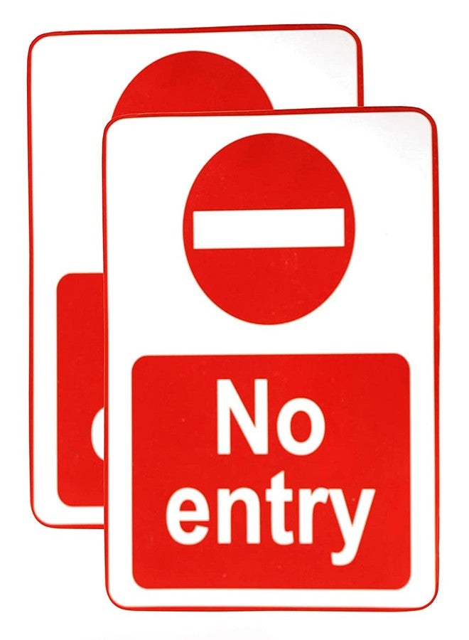 eSplanade No Entry Sign Red & White Sticker Decal - Easy to Mount Weather Resistant Long Lasting Ink (Size -7.5"x5.5") - Image 1