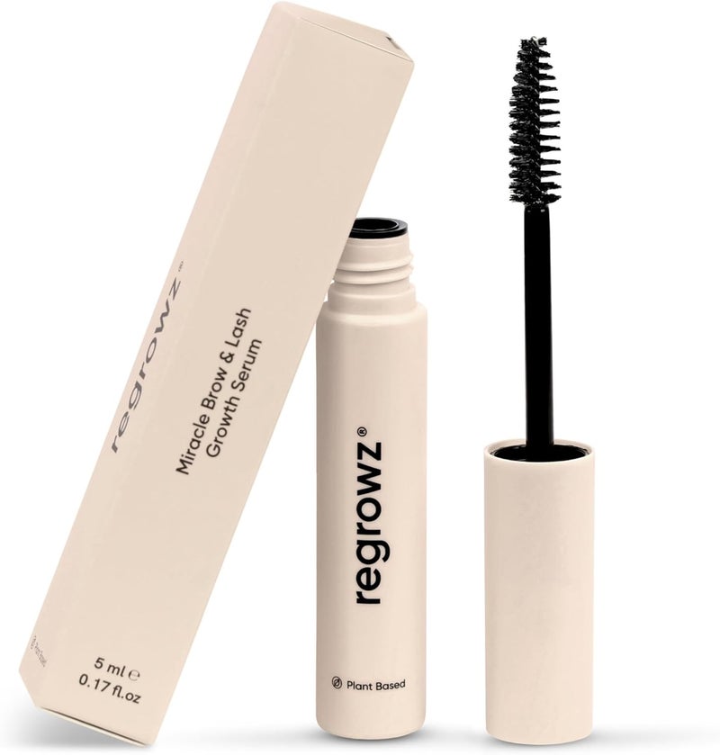 Regrowz Eyelash Eyebrow Growth Serum 2x 5ml Natural Lash Enhancer for Fuller Brows Thicker Lashes Formula for Fast Results Nourishing Growth Eyebrow Eyelash Serum For Growth And Thickness