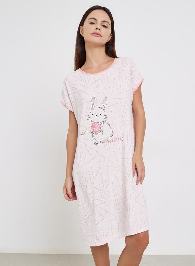 Take Two Graphic Bunny Print Nightdress - Image 2