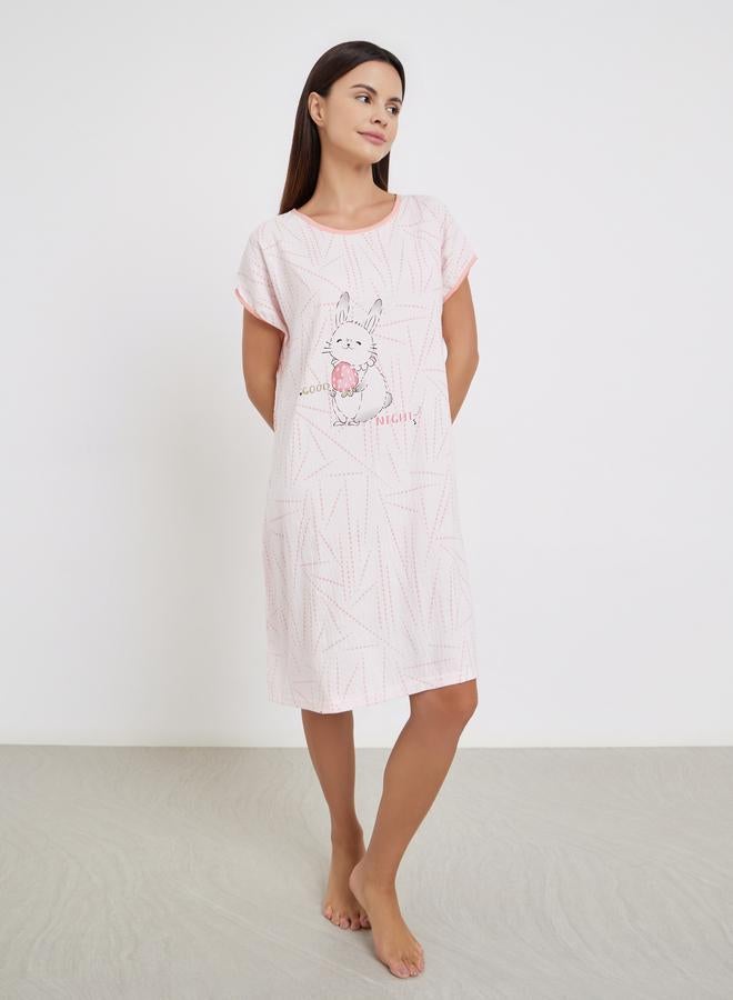 Take Two Graphic Bunny Print Nightdress - Image 1
