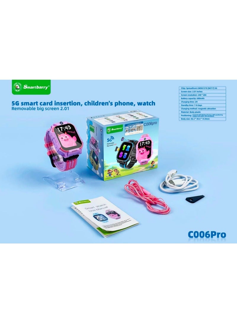 سمارت باري ساعة أطفال ذكية C006Pro 5G بشاشة لمس قابلة للإزالة 2.01 بوصة، تحديد المواقع GPS، ووظيفة الهاتف - Image 5