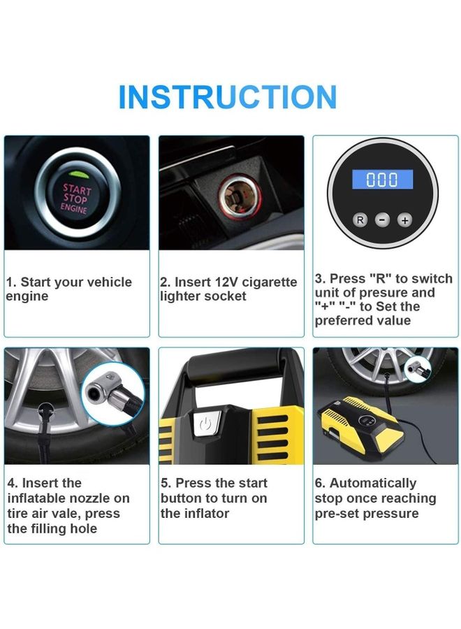 Digital Tyre Inflator with Larger Air Flow with Emergency Light - Image 5
