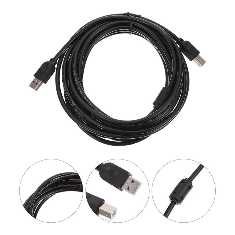 Universal USB Printer Cable Copper Core 5m for Office Printing Machine Scanner Computer Black USB 2.0 Data Cord Compatible with Fax and Printer Devices - Image 5