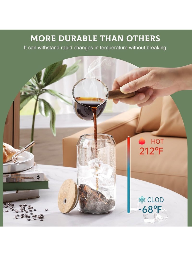 TYCOM Drinking Glasses with Bamboo Lids and Glass Straw, 500ml Beer Can Shaped Glass Cups, Tumbler Cup Ideal For Beer, Tea, Soda, Iced Coffee (6pc, 500ml) - Image 4