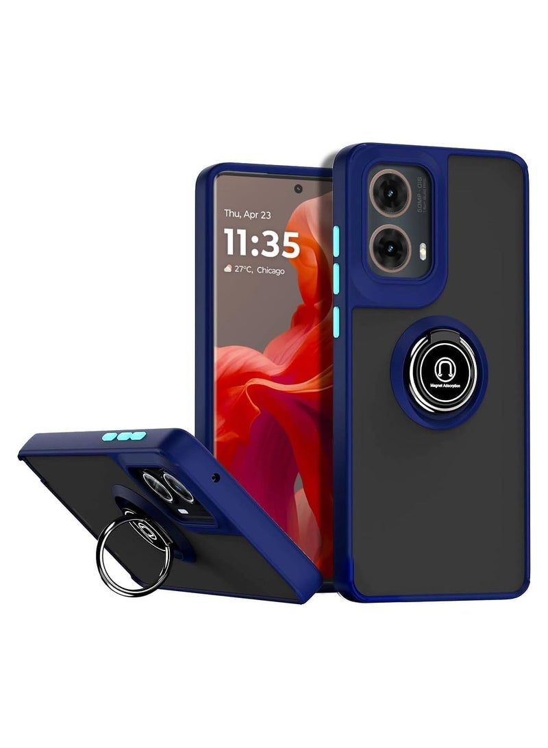 Compatible with Motorola Moto G85 5G Case with Ring Holder PC TPU Shockproof Bumper Case Matte Translucent Protective Cover for Moto G85