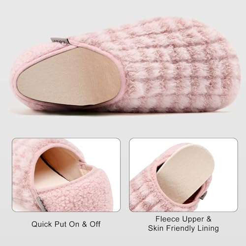 VIFUUR House Slippers for Women Men Slip on Indoor Barefoot Slipper Socks Fuzzy Cozy Sock Shoes for Home Bedroom Travel Pink Striped 38/39 - Image 3