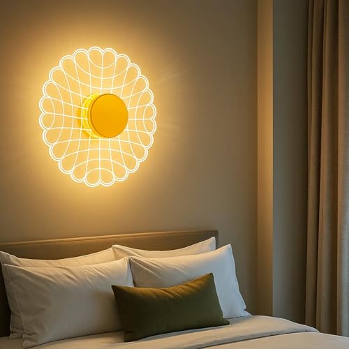 Lamp master Luxury Round Nest 3-Color LED Wall & Ceiling Light | Geometric Acrylic Lamp with Antique Gold Finish | Home Decorative Light, Modern Interiors Wall lamp for Living Room, Bedroom, Bedside - Image 2