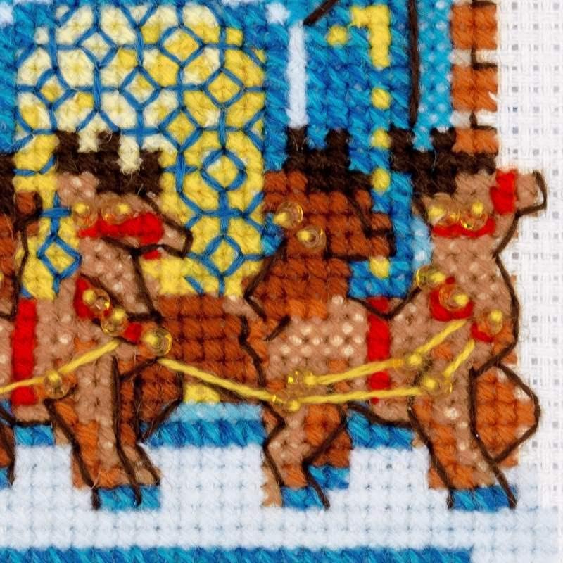 Riolis - Cabin with Sleigh 1661, Christmas Cross Stitch Kits 6"X6", Cross Stitch Kits for Beginners & Advanced, Crossstitching Kit Adult, Embroidery Counted Stitching Kit - Image 3