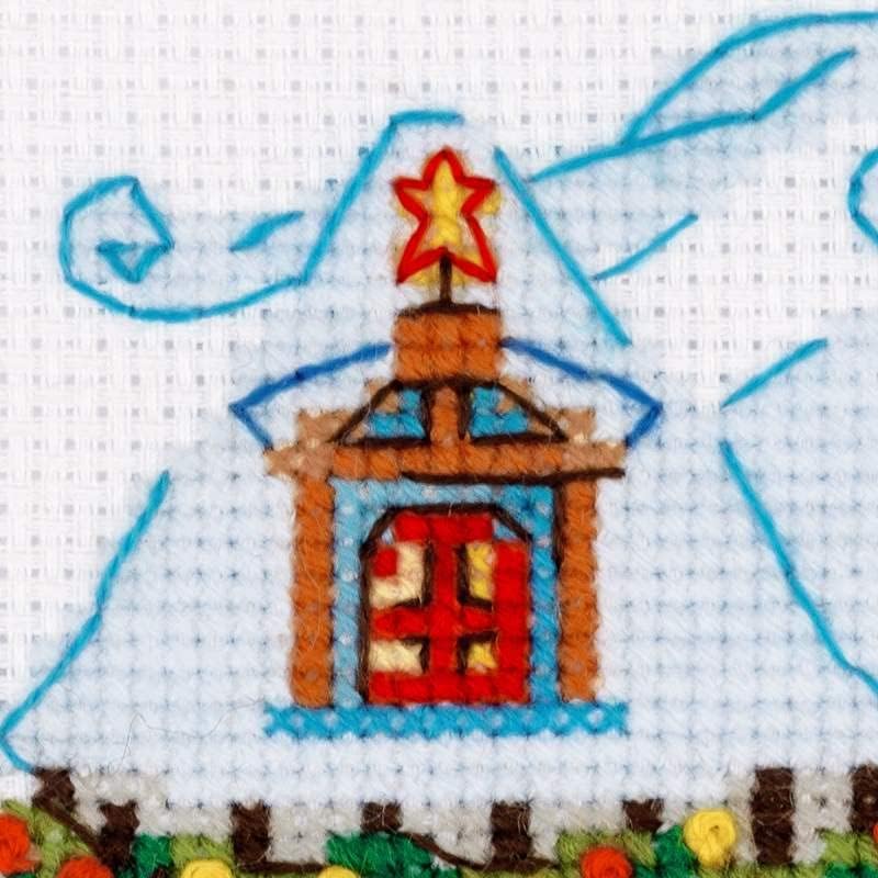 Riolis - Cabin with Sleigh 1661, Christmas Cross Stitch Kits 6"X6", Cross Stitch Kits for Beginners & Advanced, Crossstitching Kit Adult, Embroidery Counted Stitching Kit - Image 5