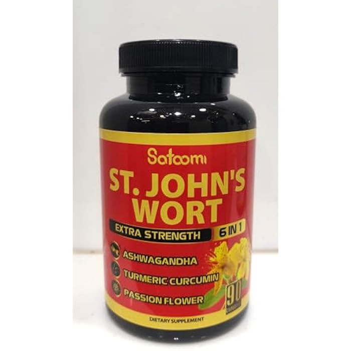 Satoomi St. John's Wort Capsules Extract Supplement - 6 Herbs Equivalent 5050 mg - Emotional Balance, Joyful Mood & Mood Support - 1 Pack 90 Veggie Caps 3-Month Supply - Image 2