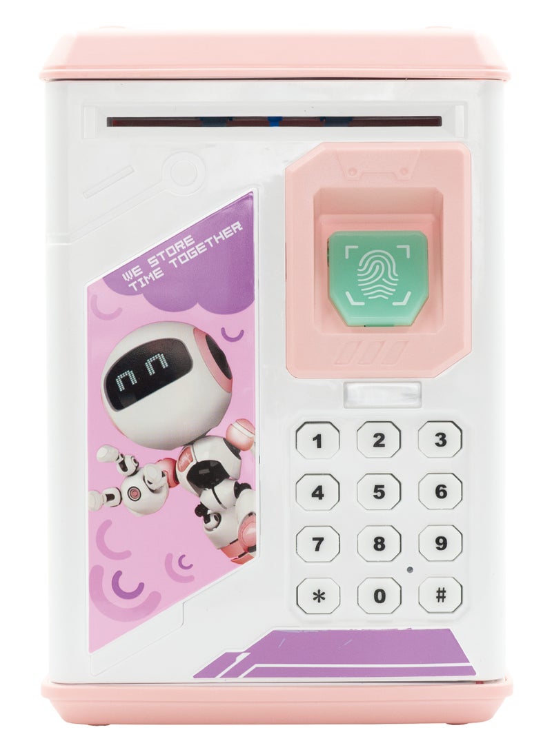 Volkano Robo Vault Series Money Saving Vault for Kids, Money Coin Savings Bank, Fingerprint Scanner Lock and Password, Great Gift for Children Kids, Pink - Image 1