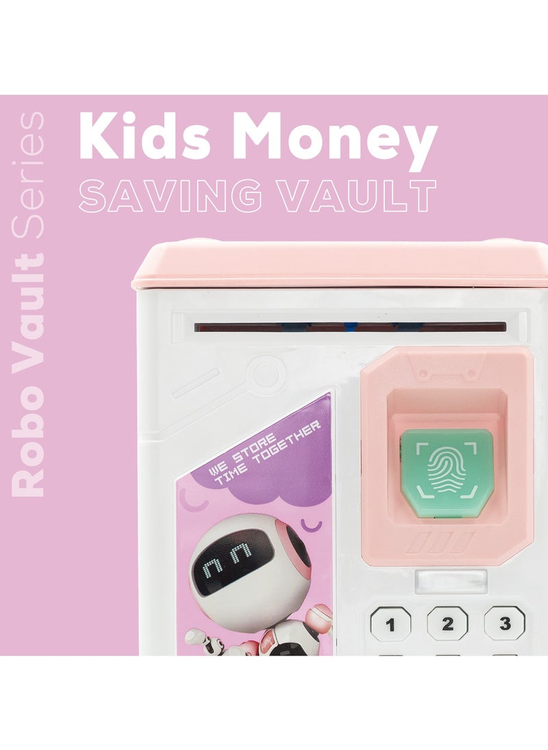 Volkano - Volkano Robo Vault Series Money Saving Vault for Kids, Money Coin Savings Bank, Fingerprint Scanner Lock and Password, Great Gift for Children Kids, Pink - Image 1