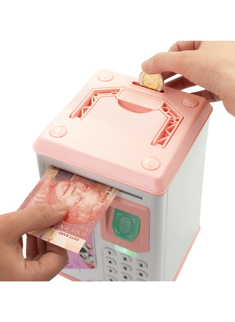 Volkano - Volkano Robo Vault Series Money Saving Vault for Kids, Money Coin Savings Bank, Fingerprint Scanner Lock and Password, Great Gift for Children Kids, Pink - Image 1