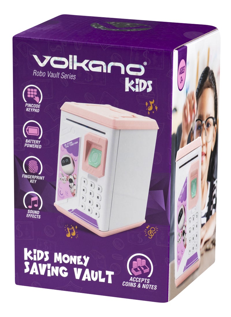 Volkano - Volkano Robo Vault Series Money Saving Vault for Kids, Money Coin Savings Bank, Fingerprint Scanner Lock and Password, Great Gift for Children Kids, Pink - Image 1