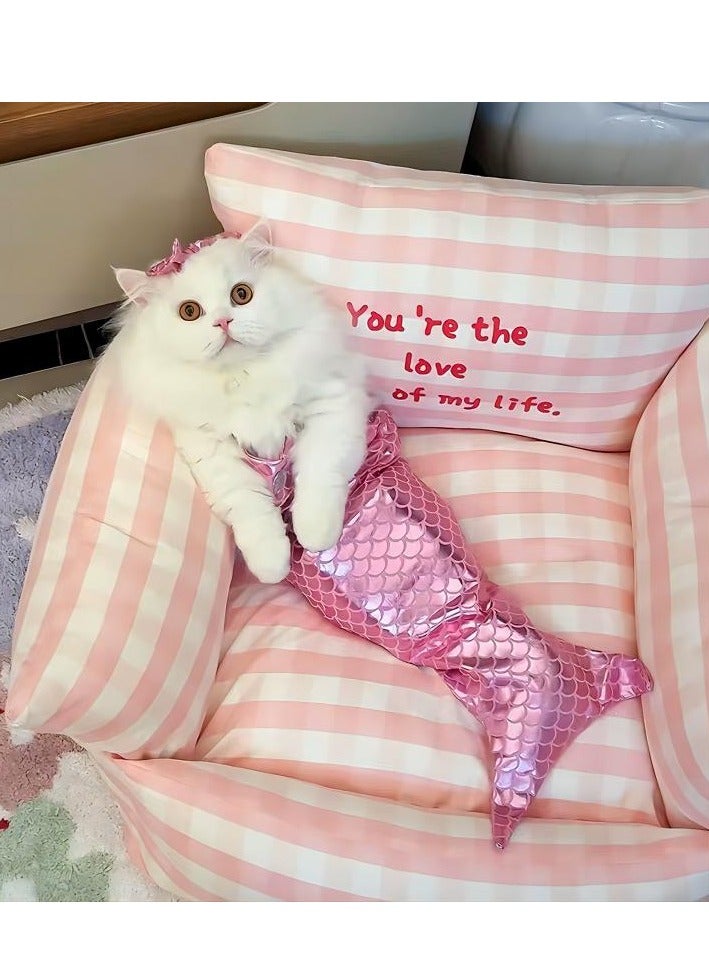 Loquat Cat and Dog Costumes Mermaid Costume Creative Funny Fishtail Dress Puppy Photo Props (Pink)(M) - Image 4