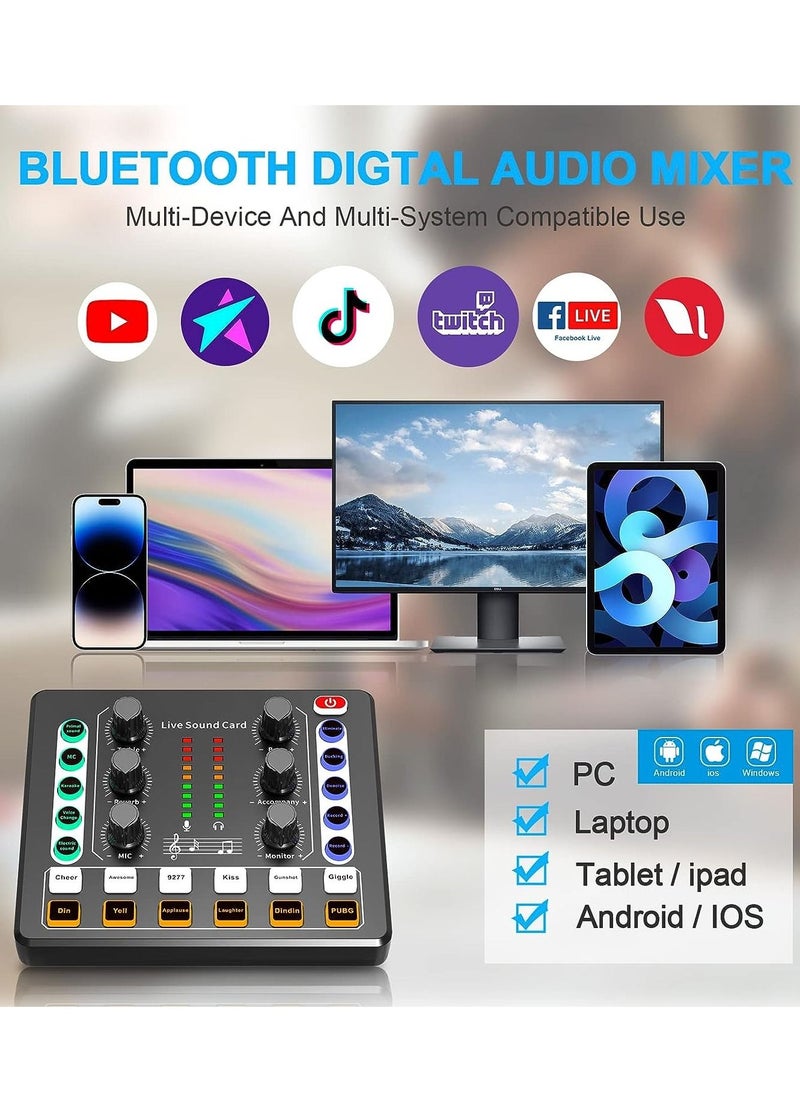 Generic - Live Sound Card M8 Audio Mini Sound Mixer for PC Computer Phone, Voice Changer Sound Card for PS4, Xbox, Switch, TikTok, DJ Mixer Interface Black - Image 1