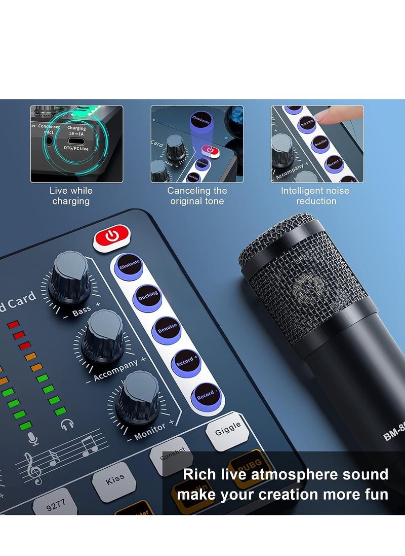Generic - Live Sound Card M8 Audio Mini Sound Mixer for PC Computer Phone, Voice Changer Sound Card for PS4, Xbox, Switch, TikTok, DJ Mixer Interface Black - Image 1