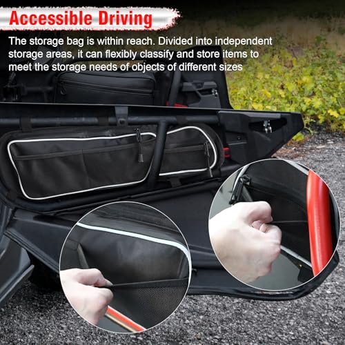 ZAMLIE X3 Door Bags, Front Door Storage Bag With Removable Knee Pads Wear Resistant Zippers For Can Am Maverick X3 MAX Turbo R X DS RS RR XMR XRC for 2017-2025 Storage Side Door Tool Bags, Pack of 2 - Image 2