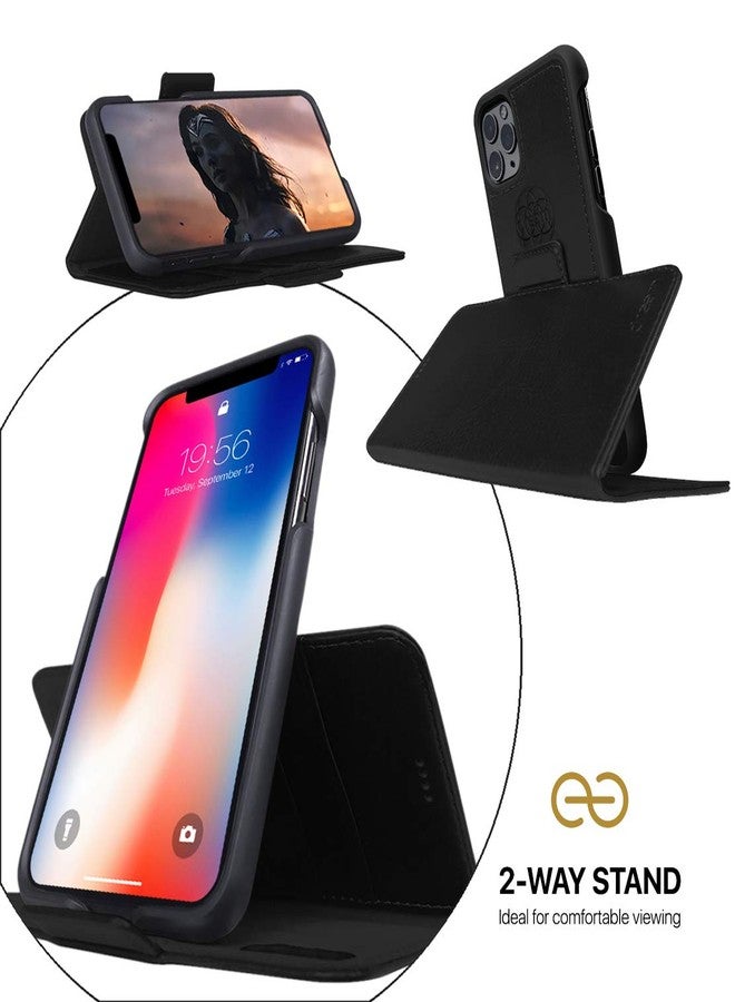 Dreem Fibonacci 2-in-1 Wallet Case for Apple iPhone 8 Plus & 7 Plus - Luxury Vegan Leather, Magnetic Detachable Shockproof Phone Case, RFID Card Protection, 2-Way Flip Stand - Black - Image 3