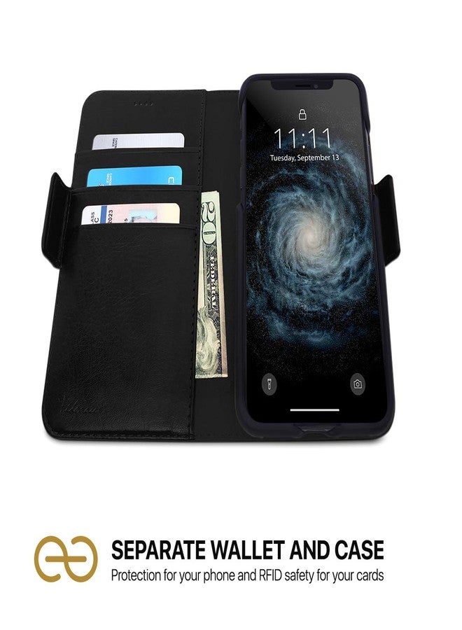 Dreem Fibonacci 2-in-1 Wallet Case for Apple iPhone 8 Plus & 7 Plus - Luxury Vegan Leather, Magnetic Detachable Shockproof Phone Case, RFID Card Protection, 2-Way Flip Stand - Black - Image 2