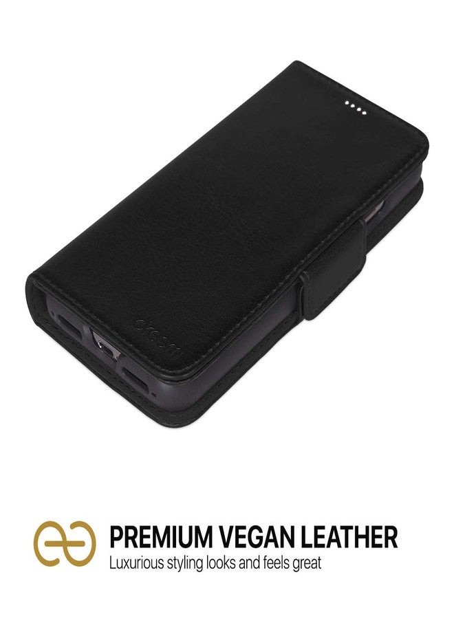 Dreem Fibonacci 2-in-1 Wallet Case for Apple iPhone 8 Plus & 7 Plus - Luxury Vegan Leather, Magnetic Detachable Shockproof Phone Case, RFID Card Protection, 2-Way Flip Stand - Black - Image 4