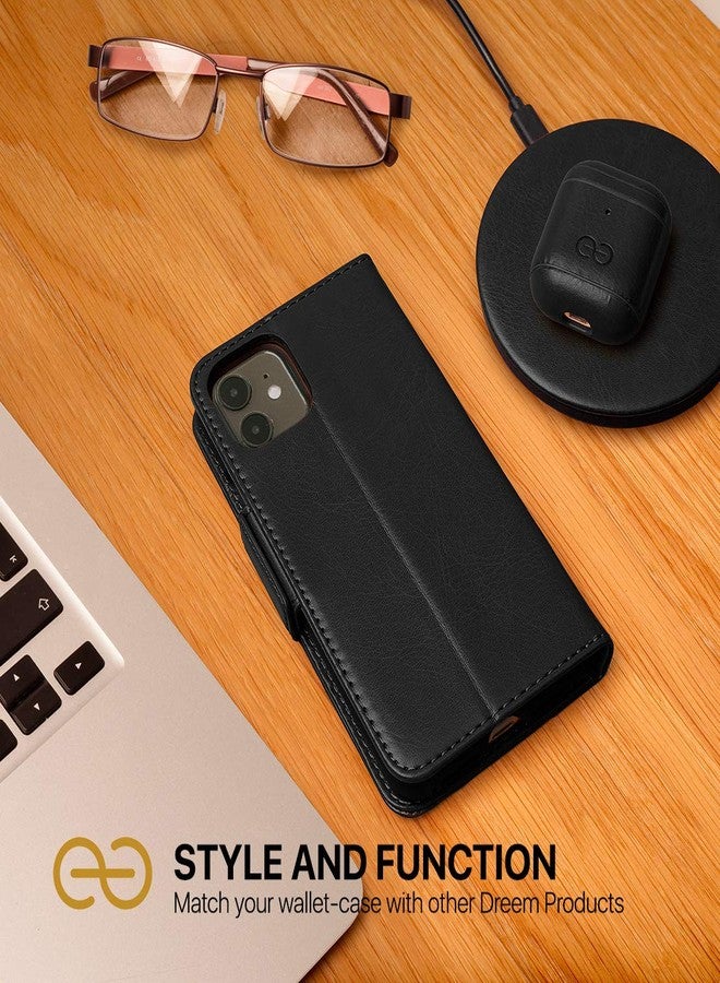 Dreem Fibonacci 2-in-1 Wallet Case for Apple iPhone 8 Plus & 7 Plus - Luxury Vegan Leather, Magnetic Detachable Shockproof Phone Case, RFID Card Protection, 2-Way Flip Stand - Black - Image 5