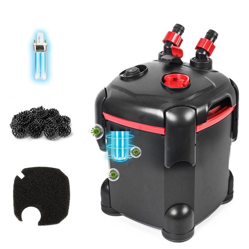 PONDFORSE 172GPH Canister Filter, External Aquarium Filter Ultra-Quiet Water Circulation Cleaning Machine with Media for Fish Tanks and Aquariums Up to 30 Gallons (172GPH) - Image 1