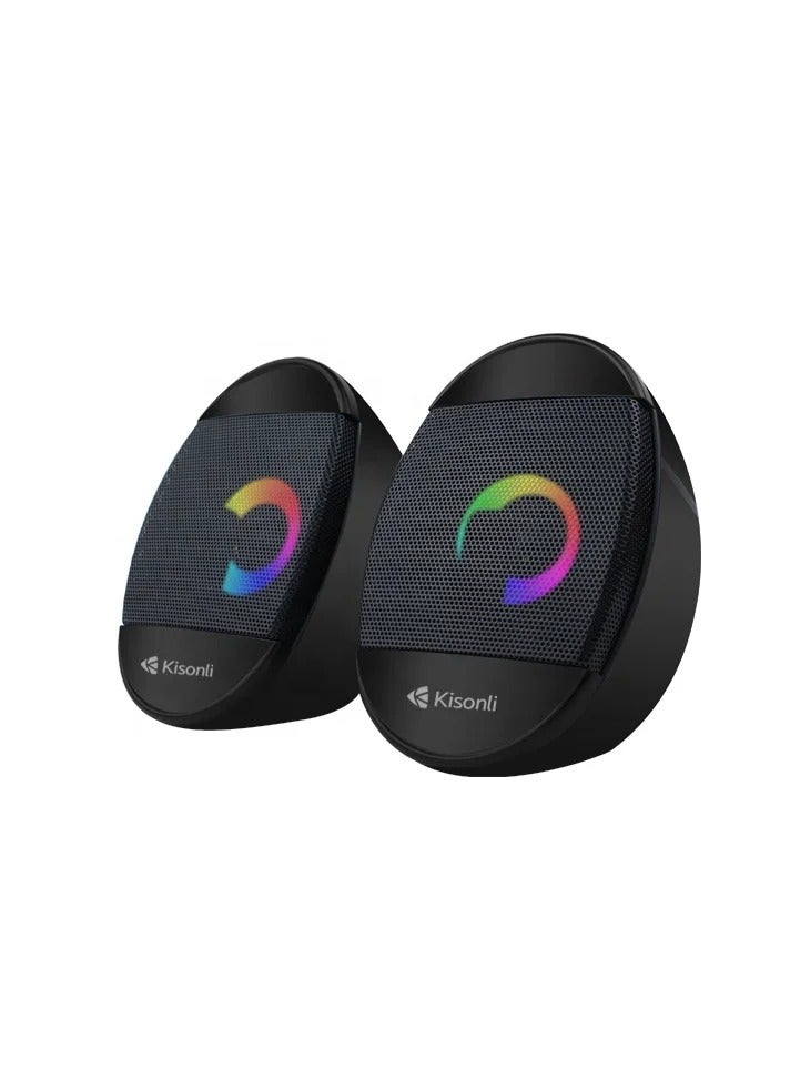 Kisonli L-7070 Wired USB Speaker – Powerful Stereo Sound with Elegant Design for PC and Laptop - Image 1