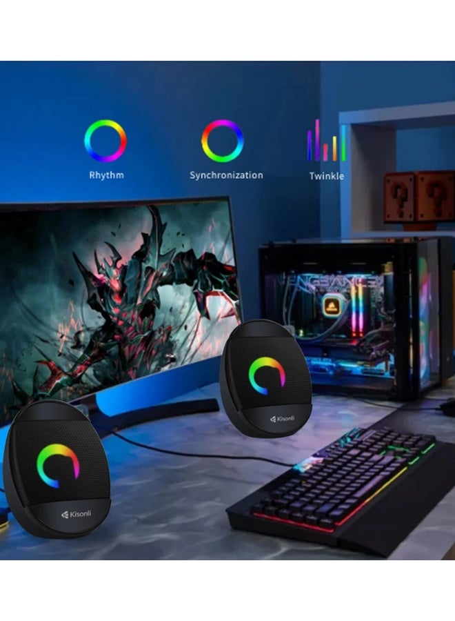 Kisonli L-7070 Wired USB Speaker – Powerful Stereo Sound with Elegant Design for PC and Laptop - Image 2