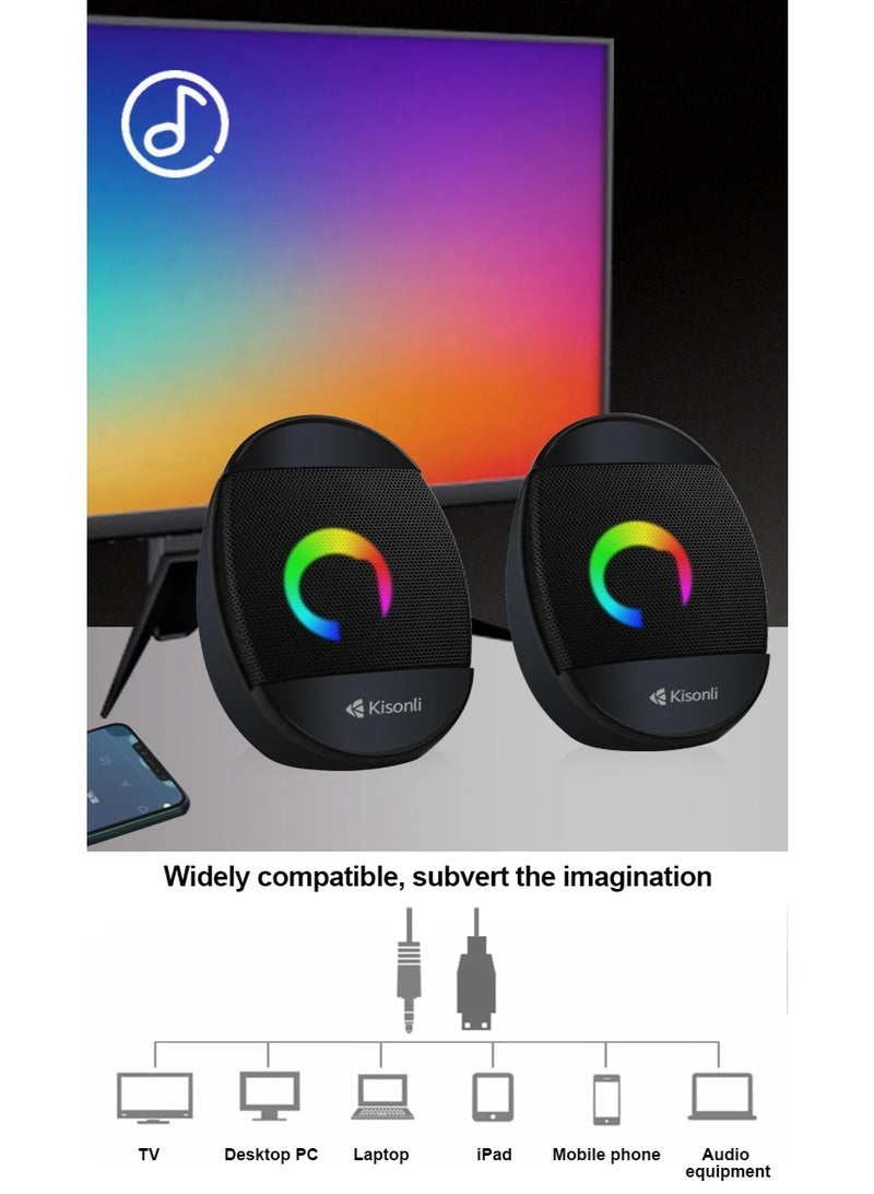 Kisonli L-7070 Wired USB Speaker – Powerful Stereo Sound with Elegant Design for PC and Laptop - Image 3