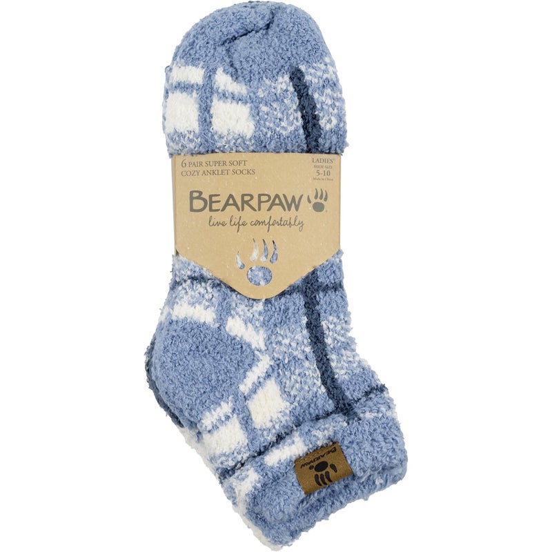 BEARPAW Ladies 6 Pair Pack Cozy Super Soft Warm Lounge Socks Multi Color Patterned Ankle and Low Cut Packs, Faded Denim - Image 4