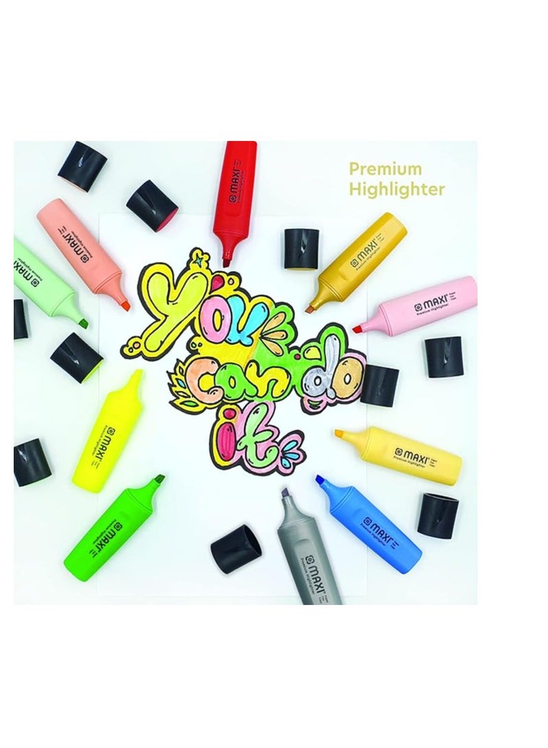 Maxi Maxi Super-Fluorescent Premium Highlighter Box Of 10Pc Green, Ultra Smooth For Paper Copy & Fax  - Image 3