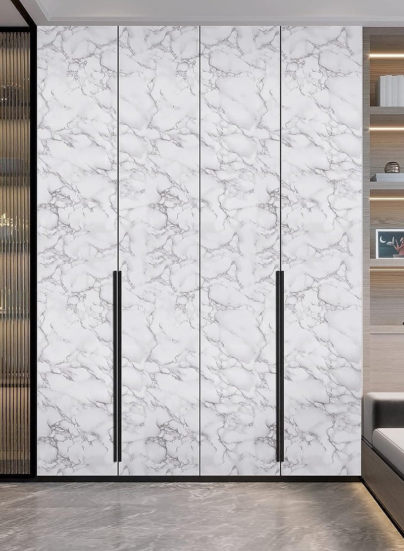 ورق حائط ذاتي اللصق ضد الماء للاستخدام على أسطح طاولات المطبخ أبيض/رمادي 30x200سم - Image 2