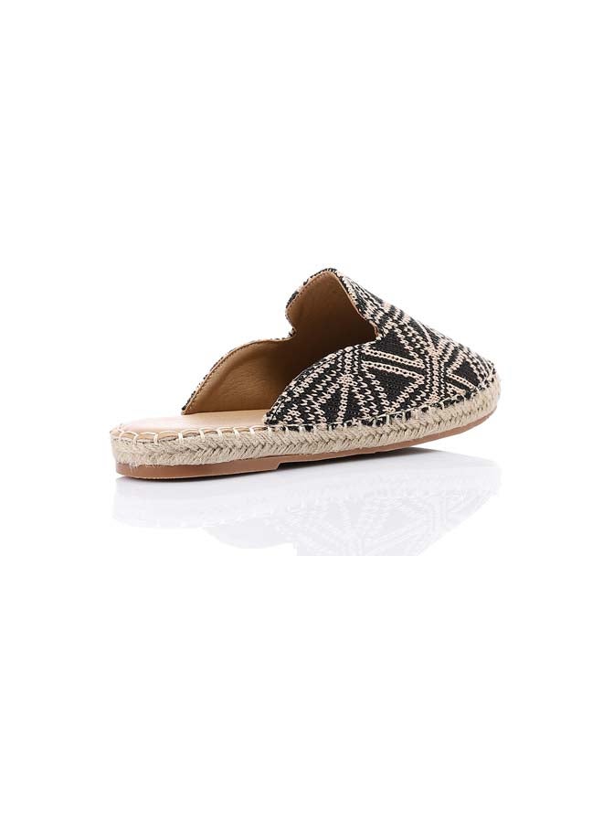 DejaVu Textile Stitched Slipper - Beige & Black  - Image 2