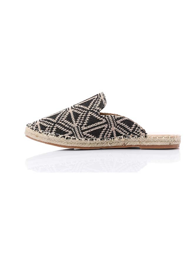 DejaVu Textile Stitched Slipper - Beige & Black  - Image 3