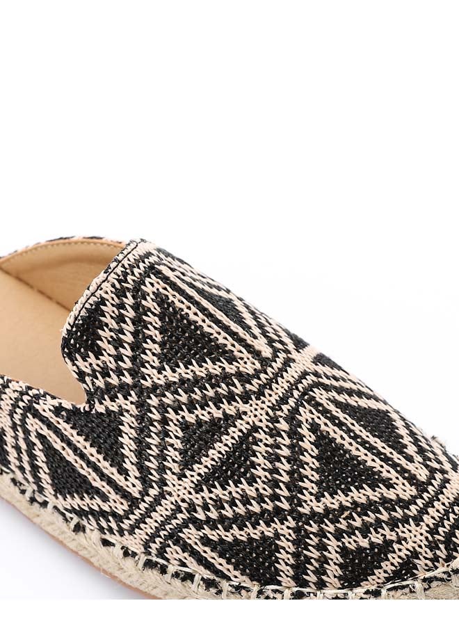 DejaVu Textile Stitched Slipper - Beige & Black  - Image 4