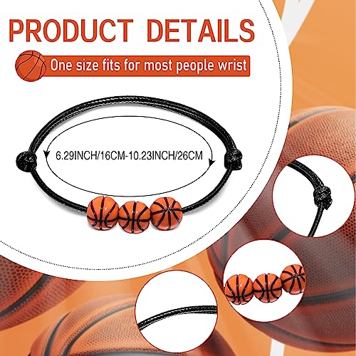 CHRIMISS 40Pcs Basketball Party Favors Sport Theme Charm Bracelets with Basketball Beads Bracelet Sport Party Favors Adjustable Inspirational Bracelets - Image 5