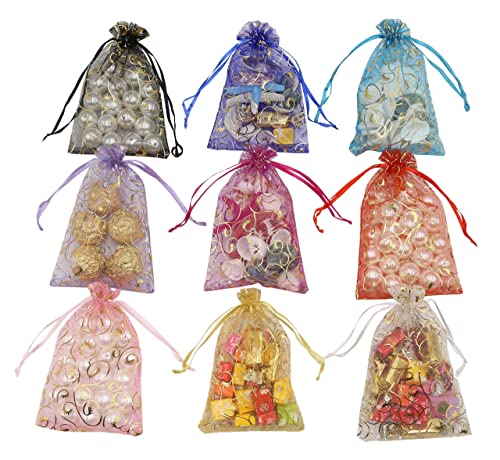 Stratalife Organza Bags 4x6 Mesh Bags with Drawstring Small Size Sheer Jewelry Pouches Wedding Return Sachet Gift Bulk 100PCS (Mixed Eyelash 4x6) - Image 4