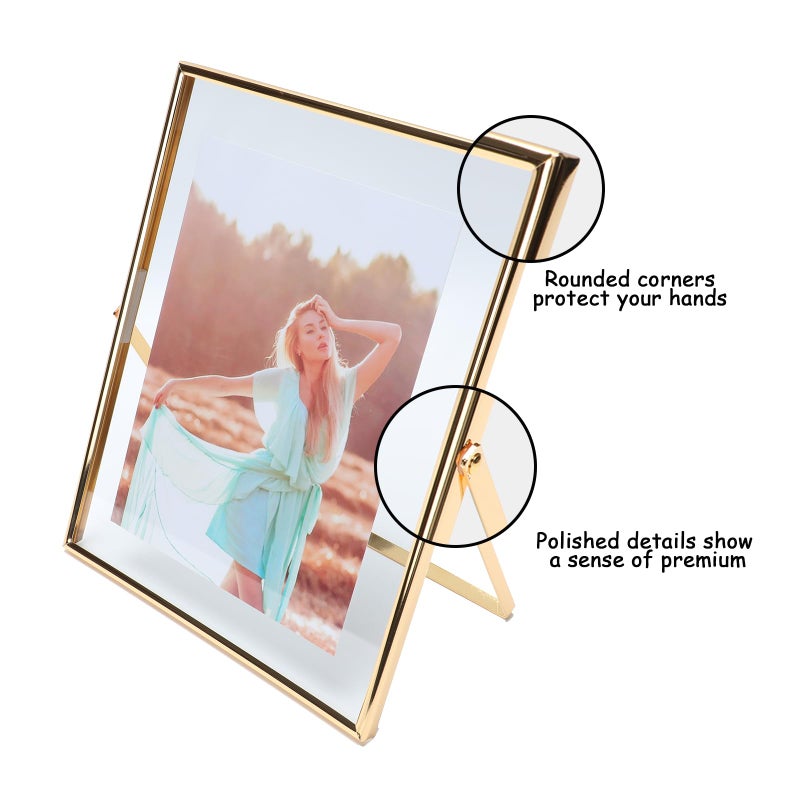 أهاجو Ahago Gold Floating Frame (8 ""؟ 10 "" 2 set) للصورة 7x9 6x8 5x7 إطارات صور الطاولة على الطاولة هدية راقية لعيد ميلاد العطلة أو منزل الزفاف أو المكتب د؟ - Image 3