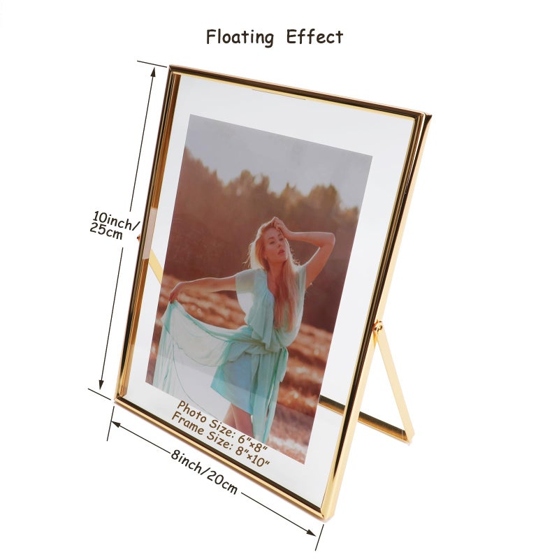 أهاجو Ahago Gold Floating Frame (8 ""؟ 10 "" 2 set) للصورة 7x9 6x8 5x7 إطارات صور الطاولة على الطاولة هدية راقية لعيد ميلاد العطلة أو منزل الزفاف أو المكتب د؟ - Image 2