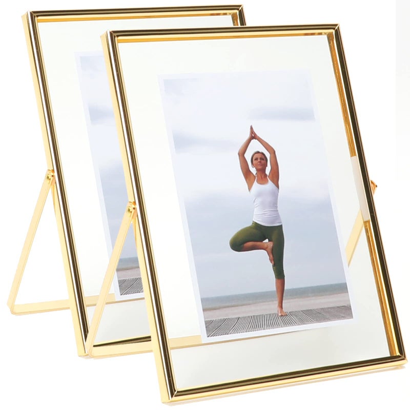 أهاجو Ahago Gold Floating Frame (8 ""؟ 10 "" 2 set) للصورة 7x9 6x8 5x7 إطارات صور الطاولة على الطاولة هدية راقية لعيد ميلاد العطلة أو منزل الزفاف أو المكتب د؟ - Image 1