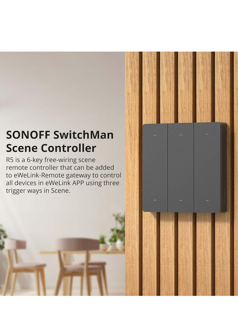 SONOFF SONOFF R5 WiFi Smart Light Switch, 6 Keys Scene Remote Controller,Magnetic Panel No Wiring Required, Multi Trigger Ways, Multi-Way Control, Works with Alexa & Google Home - Image 2