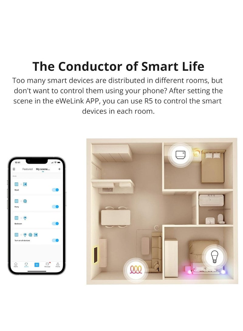 SONOFF SONOFF R5 WiFi Smart Light Switch, 6 Keys Scene Remote Controller,Magnetic Panel No Wiring Required, Multi Trigger Ways, Multi-Way Control, Works with Alexa & Google Home - Image 4