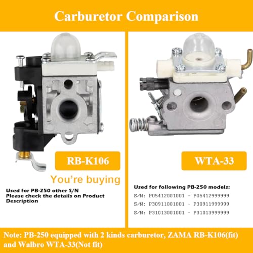 HUZTL RB-K106 Carburetor for Echo PB250 PB-250 ES-250 PB-250LN Leaf Blower - Image 3
