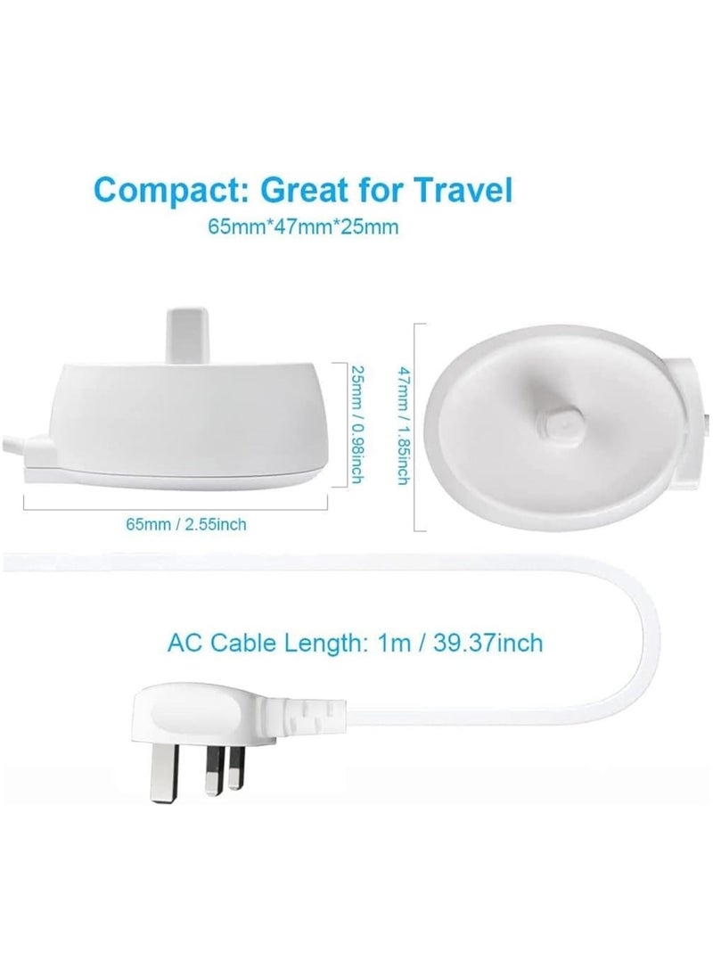 Generic - For Oral B Electric Toothbrush Charger Type 3757 Chargers for Oral B Pro 1 650 Pro 2 2500 Pro 3 3500 Smart 4 6 iO 4 5 6 Kids Vitality Genius X 8000 Toothbrushes Charging Adapter UK Plug - Image 1